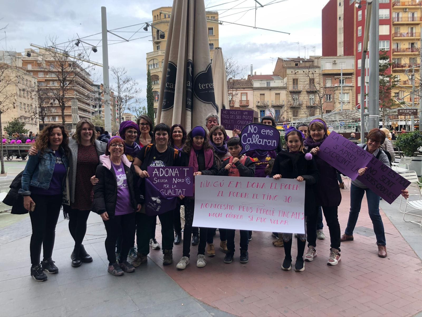 Presència d'Adona't a la manifestació del 8M de 2020 a Lleida