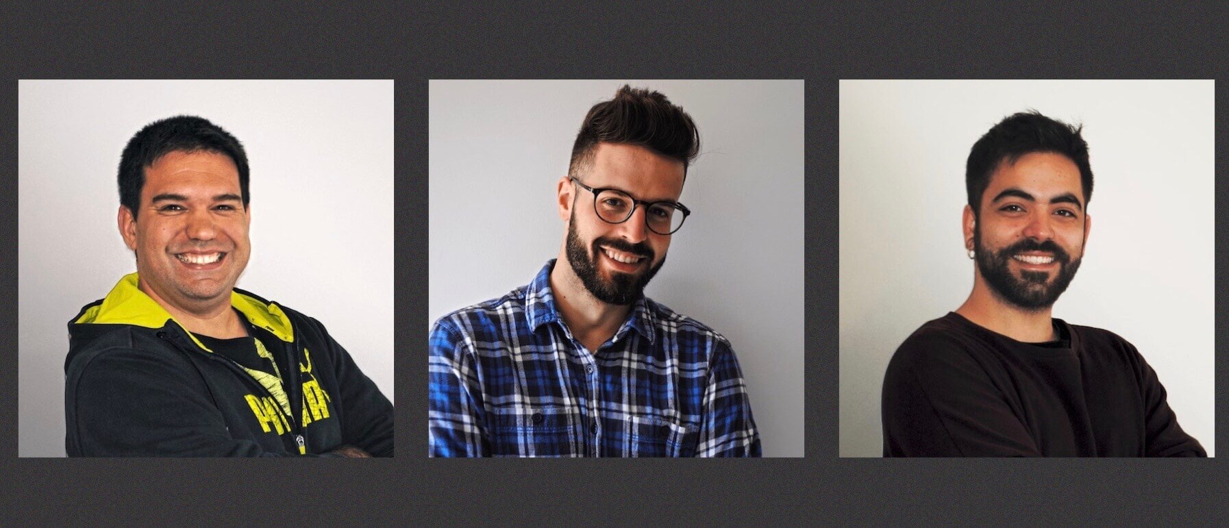 Resta d'equip d'Slowcode: Jordi Masferrer, Joey Masip i Pau Vila.